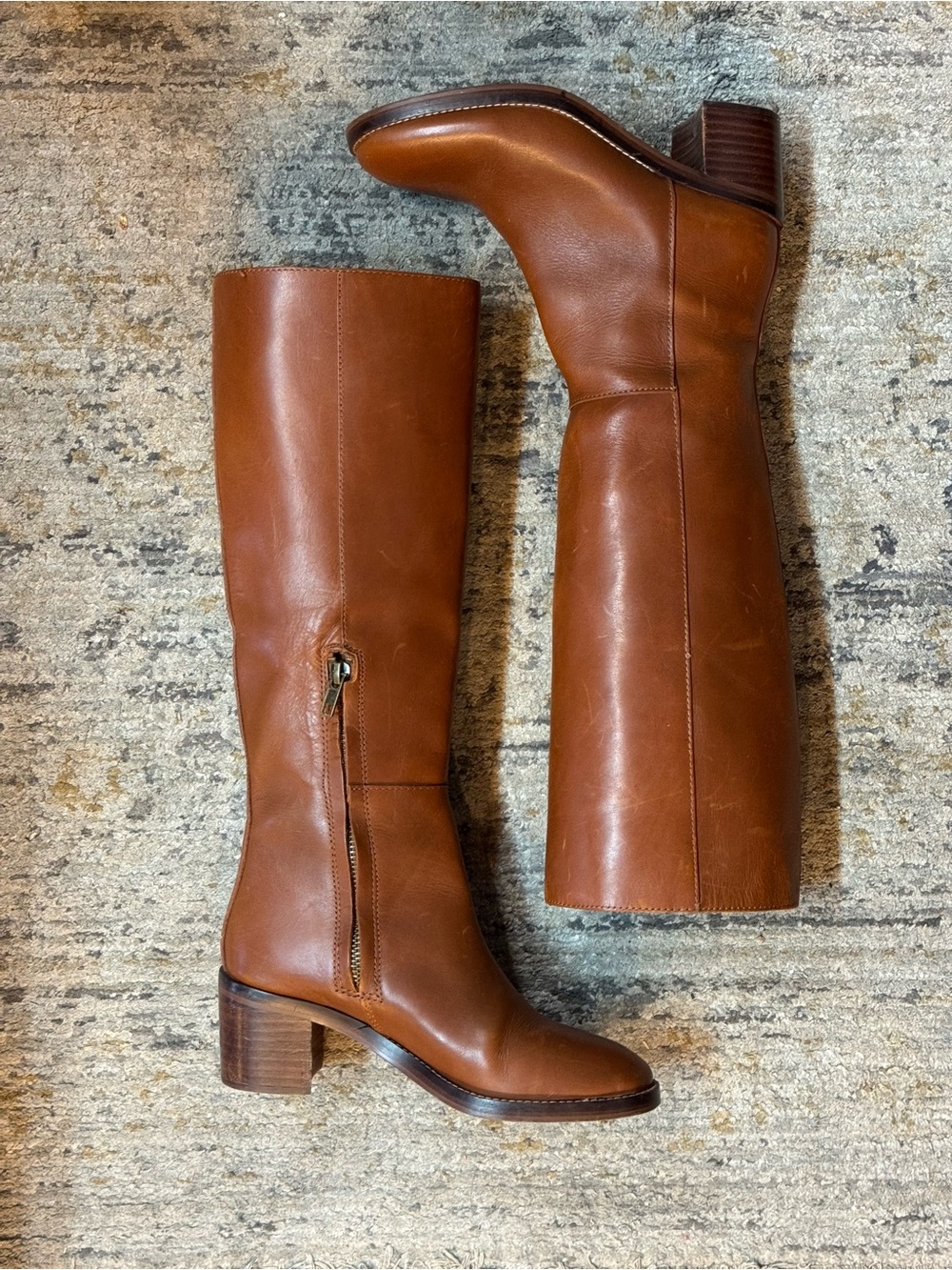 Madewell Francie Tall Leather Boots in Cognac Brown, excellent condition.